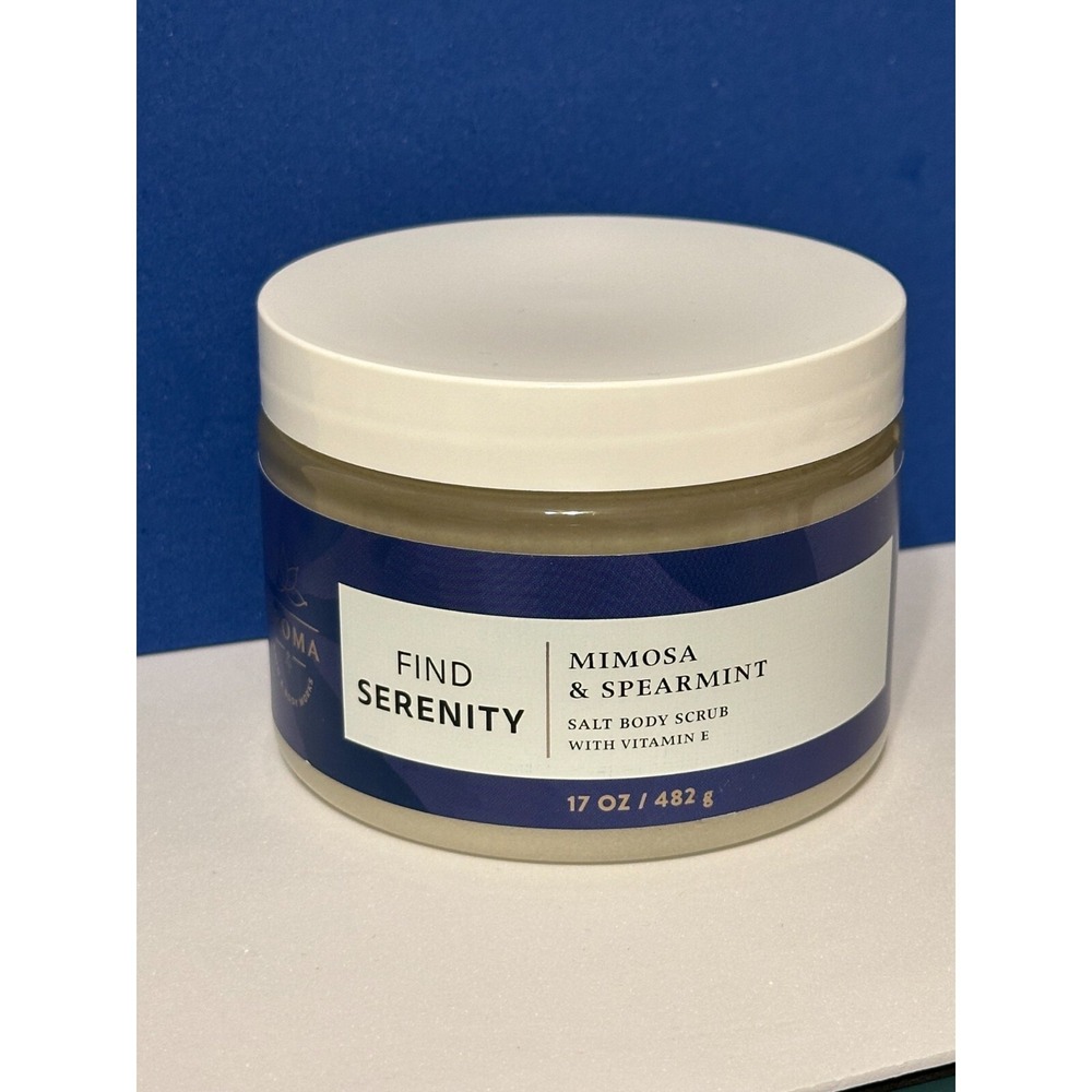 Bath & Body Works Aroma-FIND SERENITY~ MIMOSA + SPEARMENT, Salt Body Scrub 17 oz